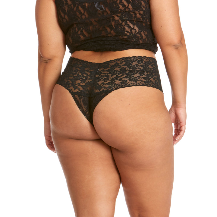 Hanky Panky Signature Lace Plus Retro Thong - Black - CURATED LINGERIE