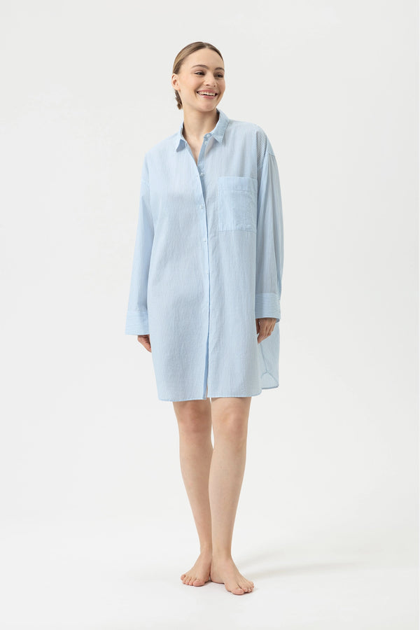 Mey Cotton Stripes Dress - Blue