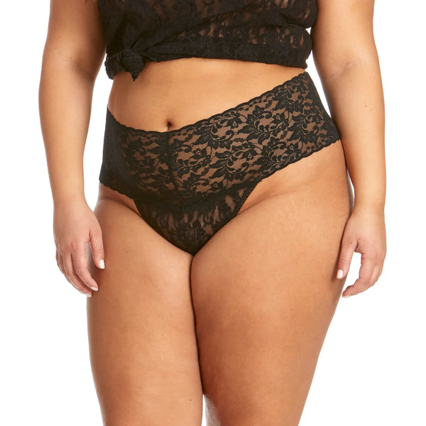 Hanky Panky Signature Lace Plus Retro Thong - Black - CURATED LINGERIE