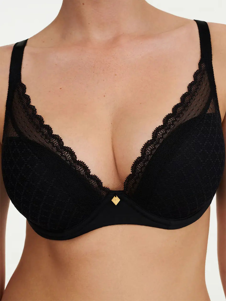 Chantelle Norah Chic Plunge T-Shirt Bra - Black - CURATED LINGERIE